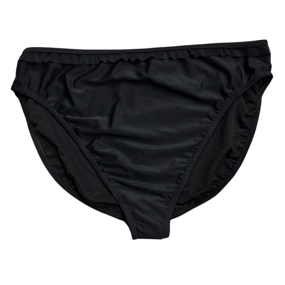 Vintage 90s Y2K Black High Waisted Bikini Bottoms Size 2X NEW Deb Ruffle Trim